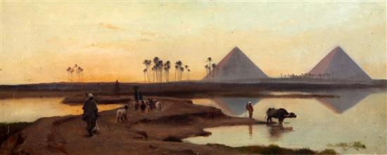 Frederick Goodall R.A. (1822-1904) The Banks of The Nile 15 x 36in.